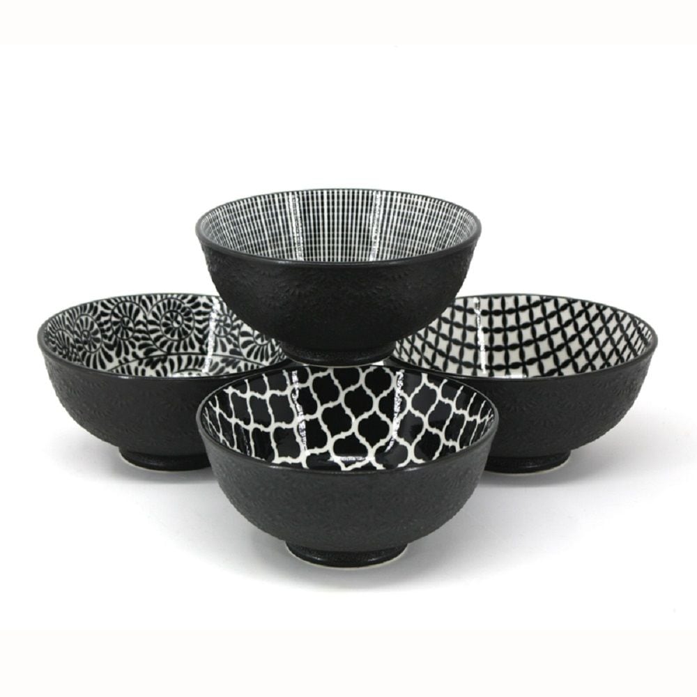 Black & White Patterned Bowls Set, 12-cm, 4-pc M2J1 - product image 1
