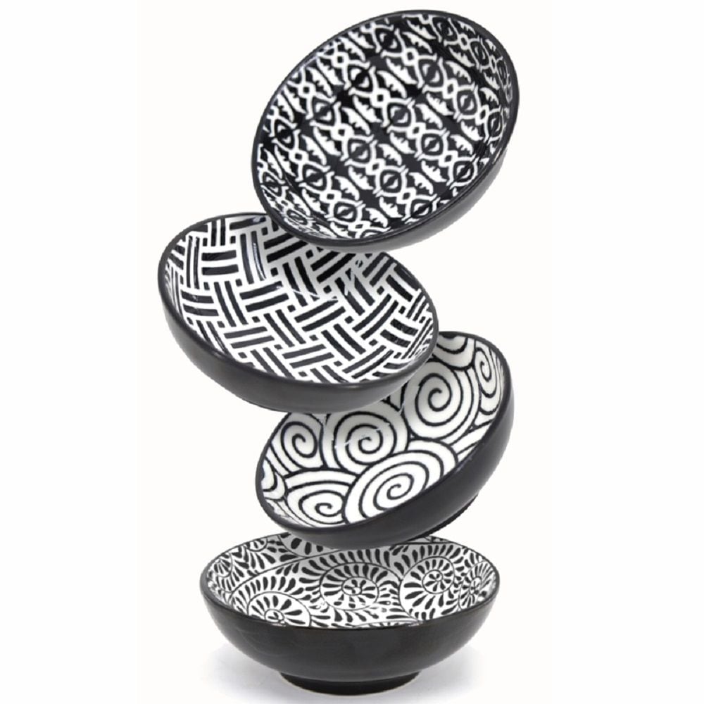 Black & White Patterned Mini Bowls Set, 8-cm, 4-pc O7W8 - product image 1