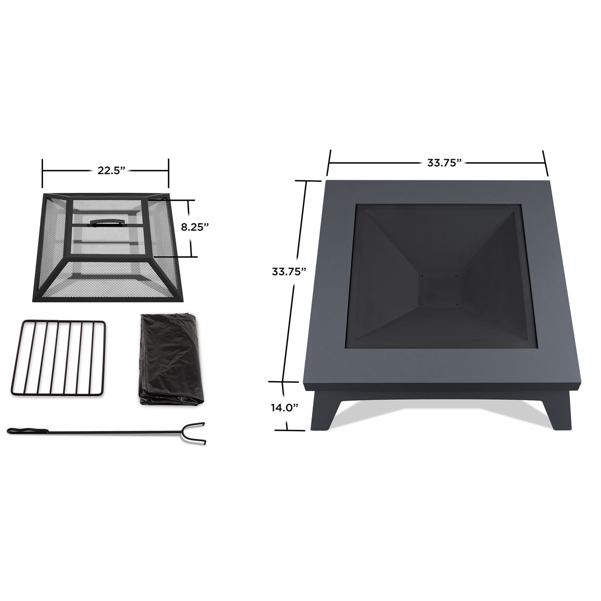 Square Steel Wood Burning Fire Pit in Gray, 37-in R0F2 - product image 5