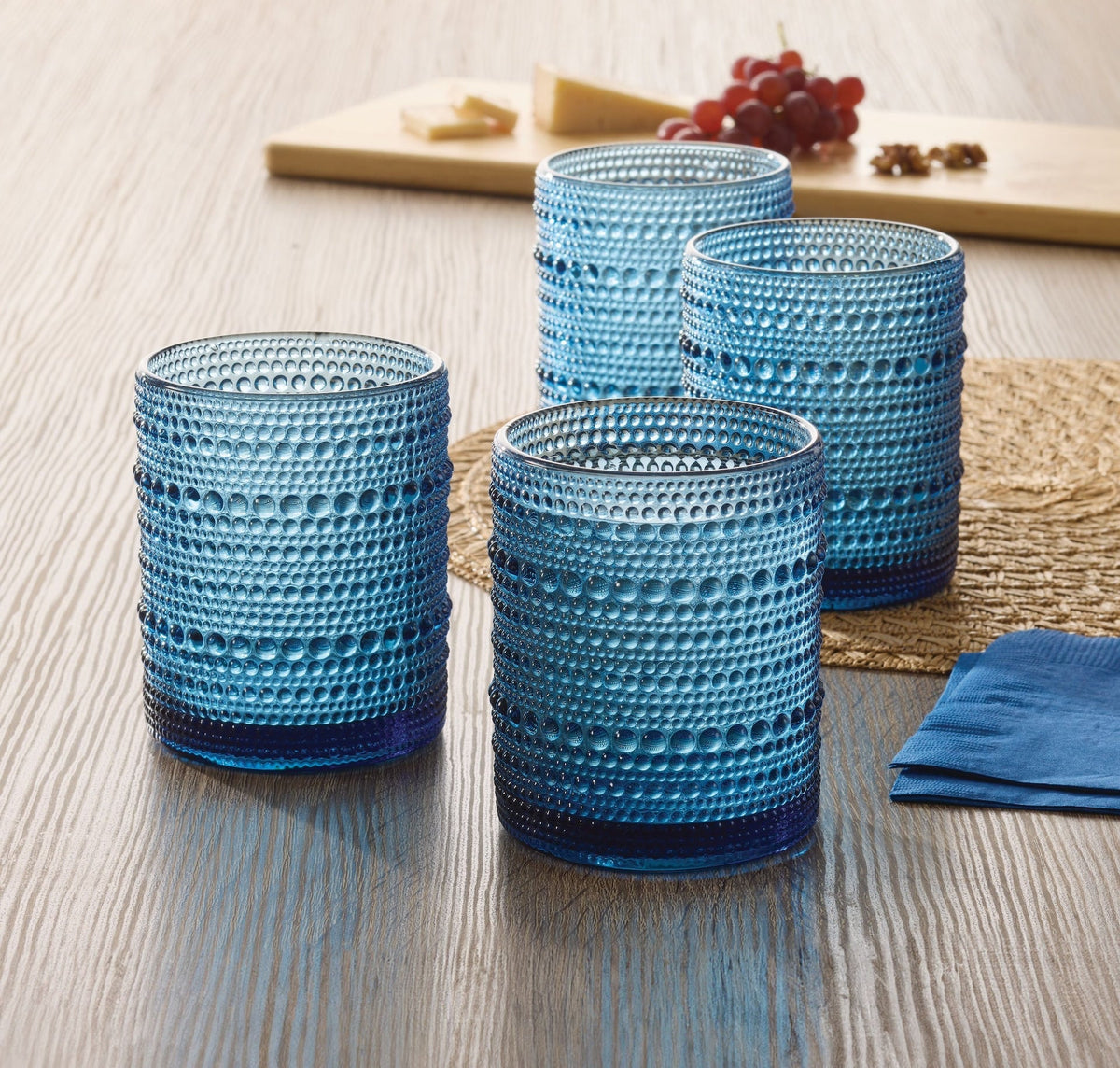 Blue Hobnail Glasses, Durable Glass Build, 4-pk K6Q9 - product image 2