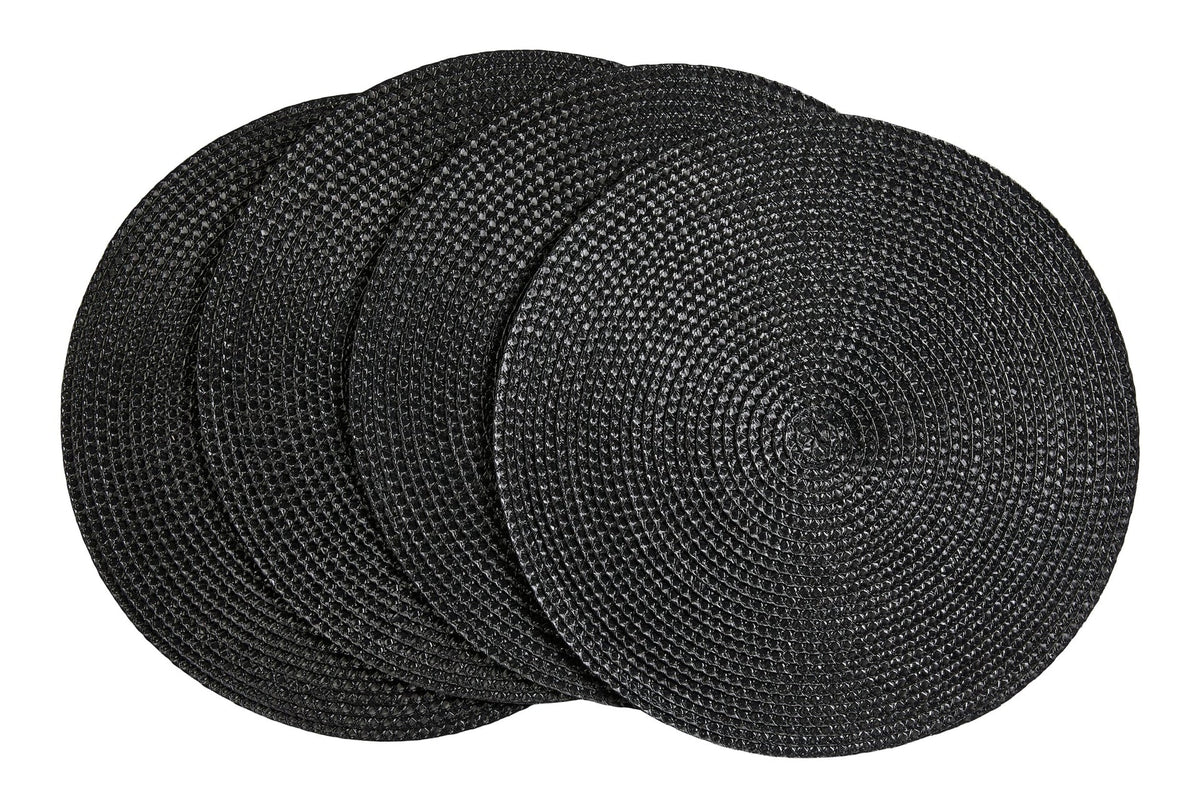 Braided Round Placemats, Black, 15-in Diameter, 4-pk L3A4 - product image 1