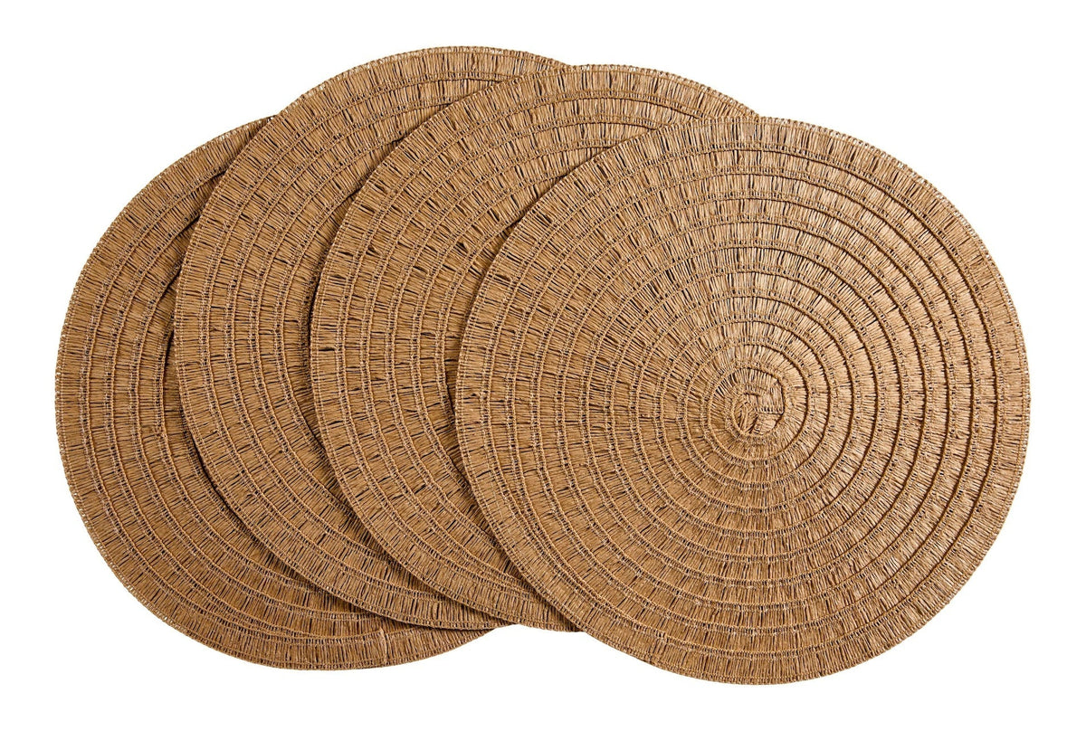 Crochet Natural Placemats, Round, Hand-woven, 4-pk J2Z5 - product image 1