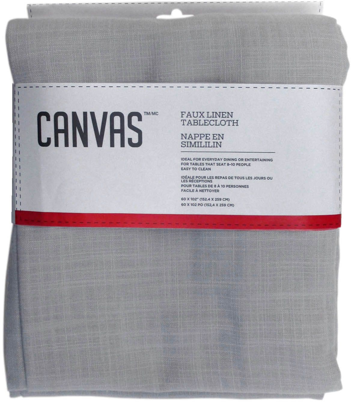 Faux Linen Rectangle Tablecloth, 60-in x 102-in, Light Grey U6G7 - product image 1