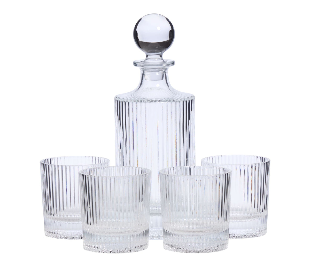 Fluted Decanter & Glasses Set, 5-pc L0J8 - product image 1