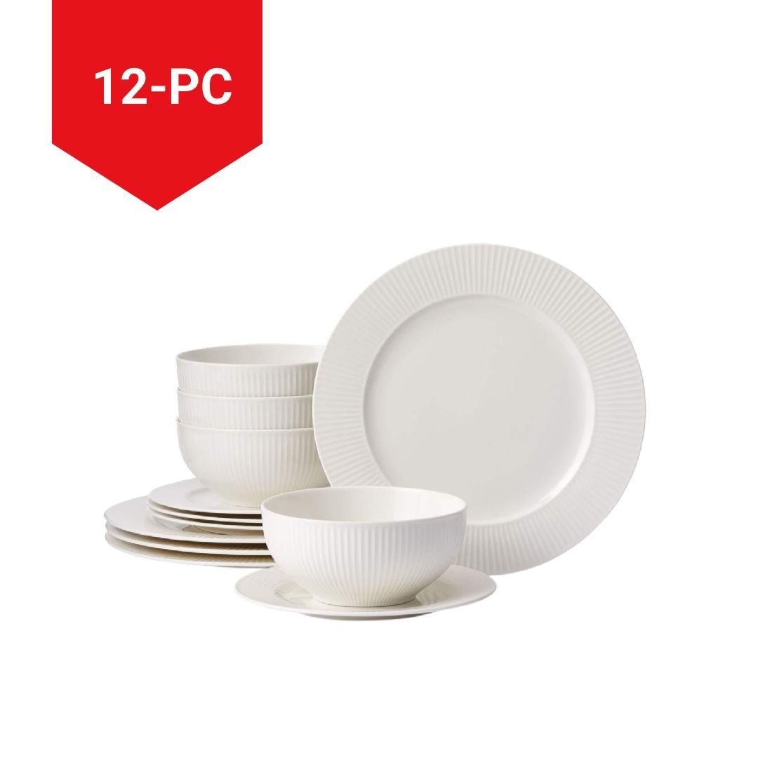 Highbury Ribbed New Bone Dinnerware Set, Serves 4, 12-pc, White H4V9 - product image 5