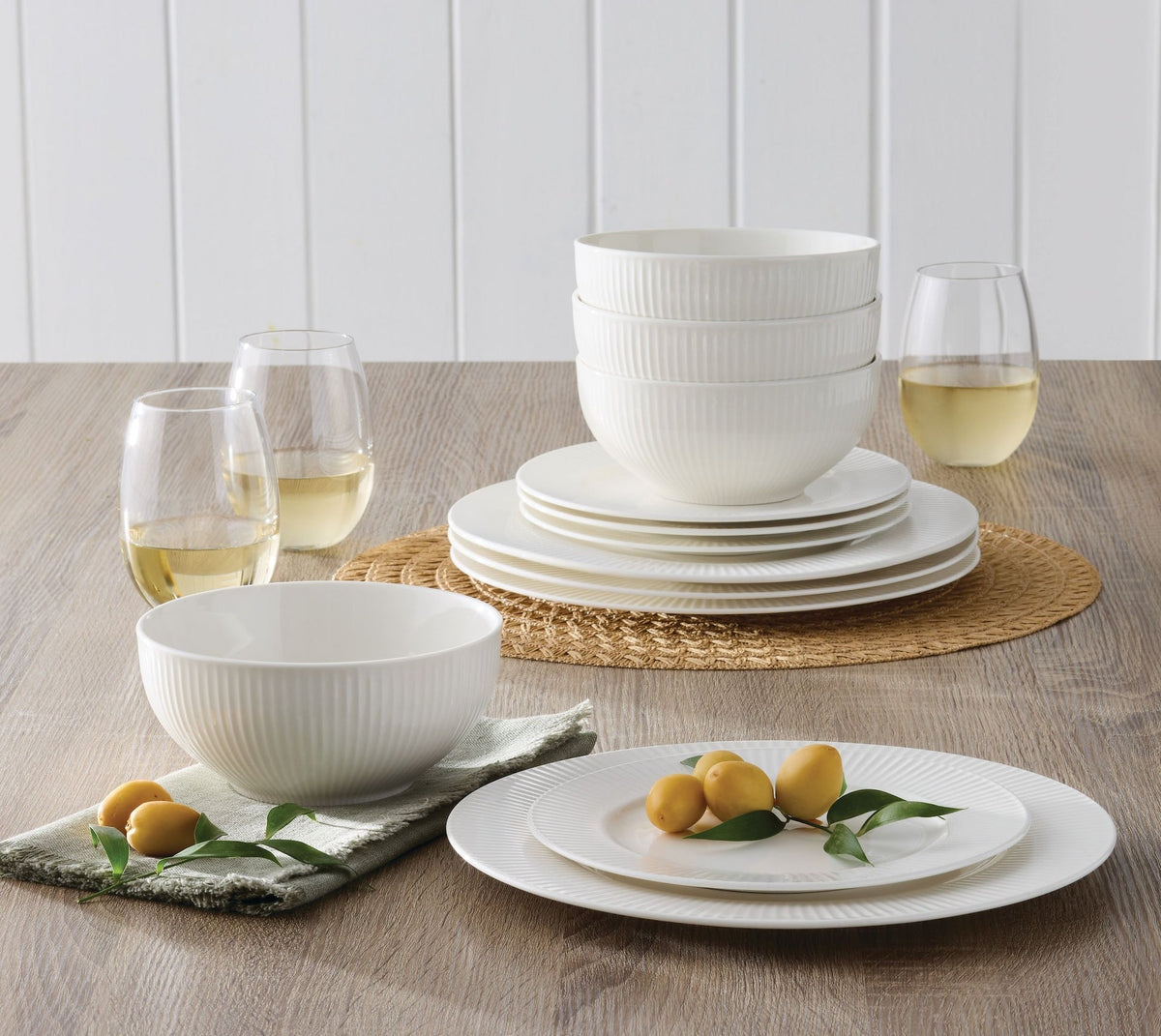 Highbury Ribbed New Bone Dinnerware Set, Serves 4, 12-pc, White H4V9 - product image 6