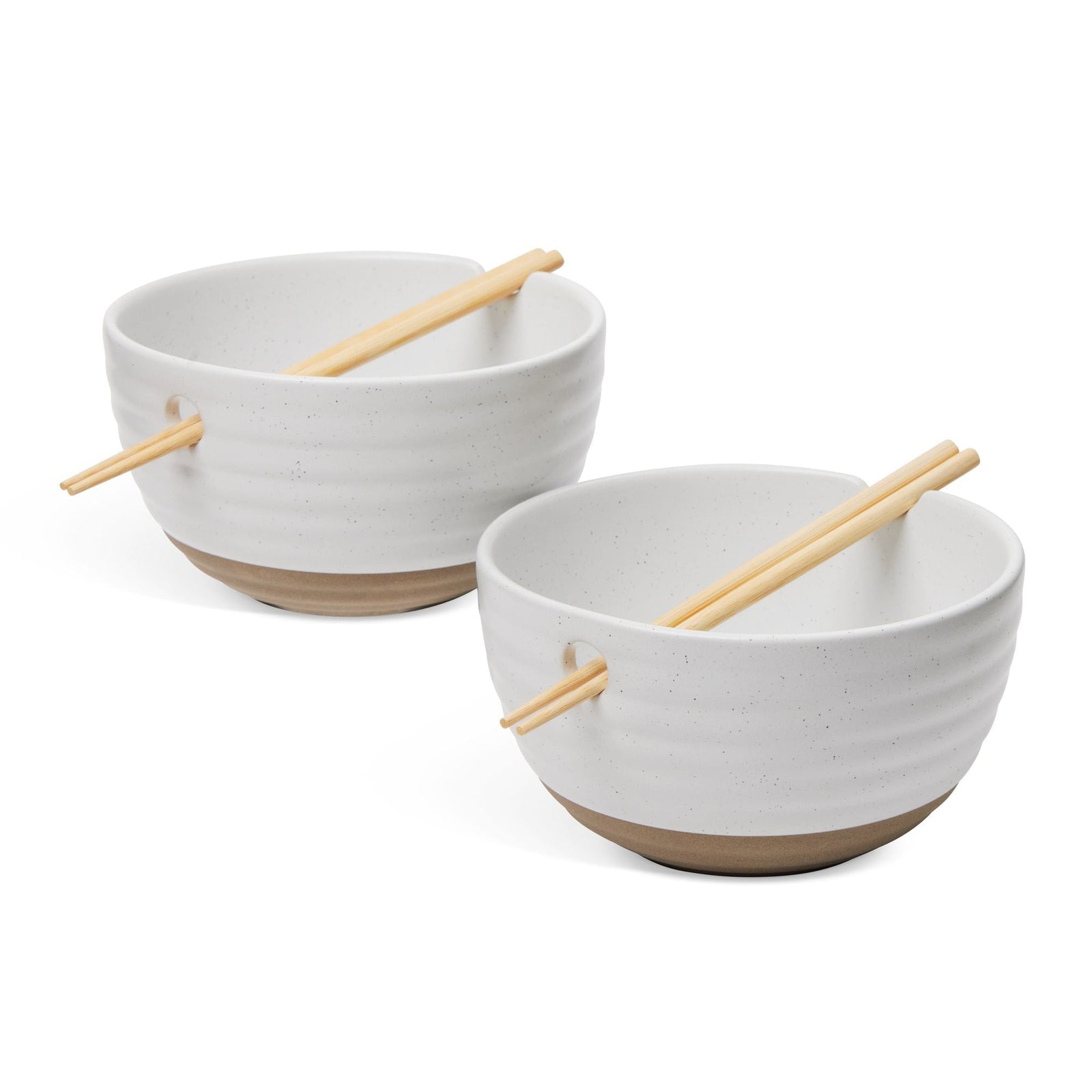 Noodle Bowl with Chopsticks Set, Serves 2, 4-pc, White D6G9 - product image 1