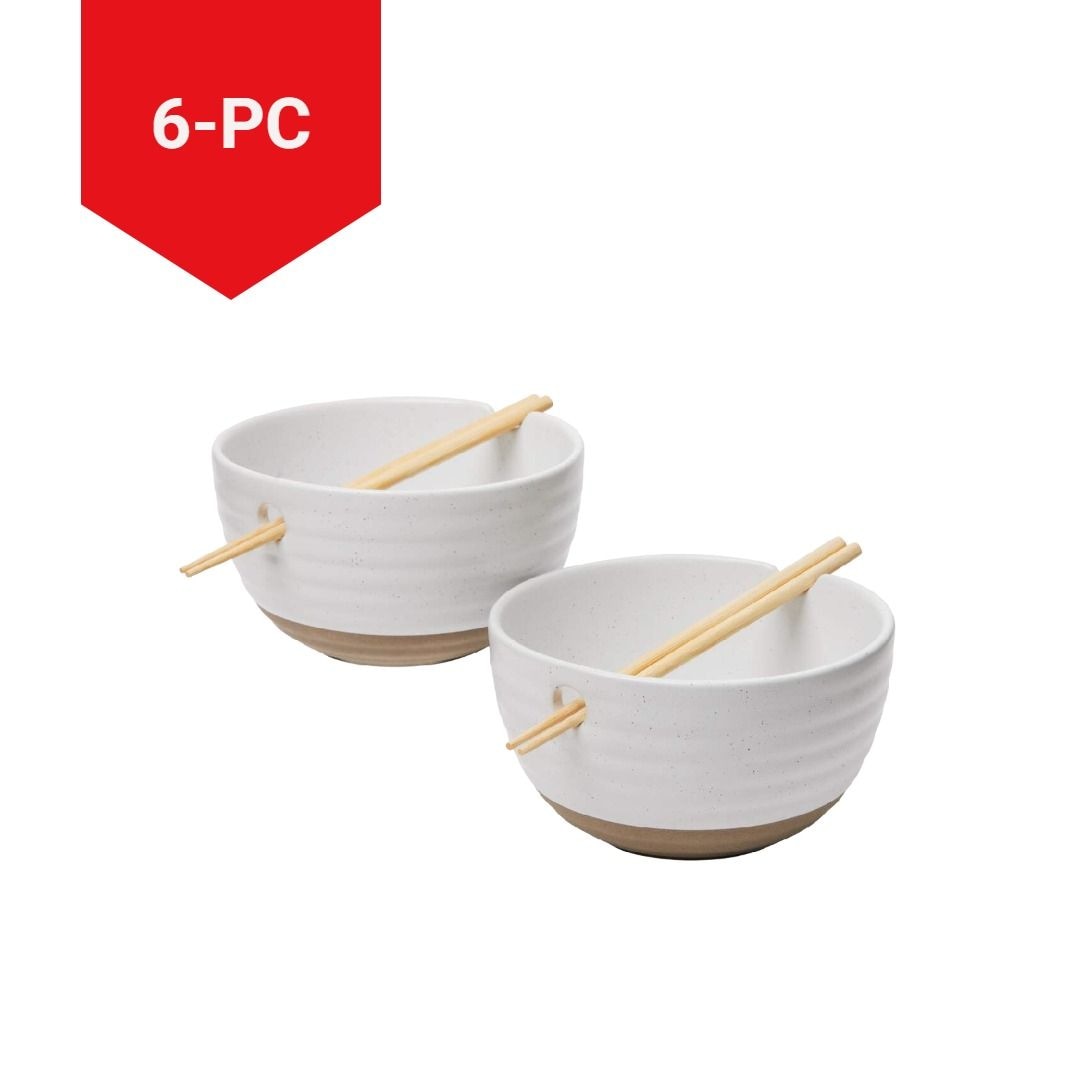 Noodle Bowl with Chopsticks Set, Serves 2, 4-pc, White U6H4 - product image 3