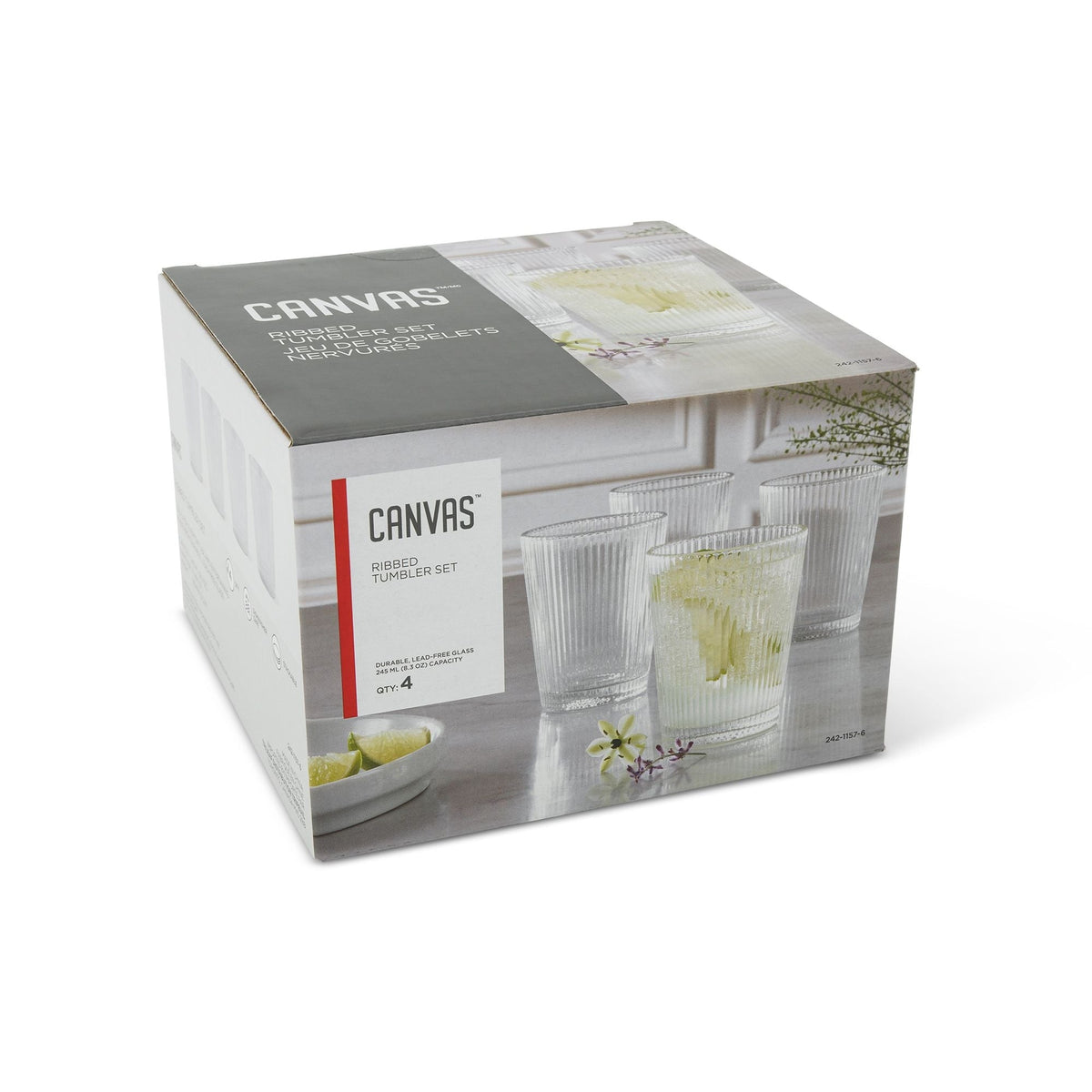 Ribbed DOF Dinner Glass Set, Lead-free, 4-pc S7R6 - product image 4