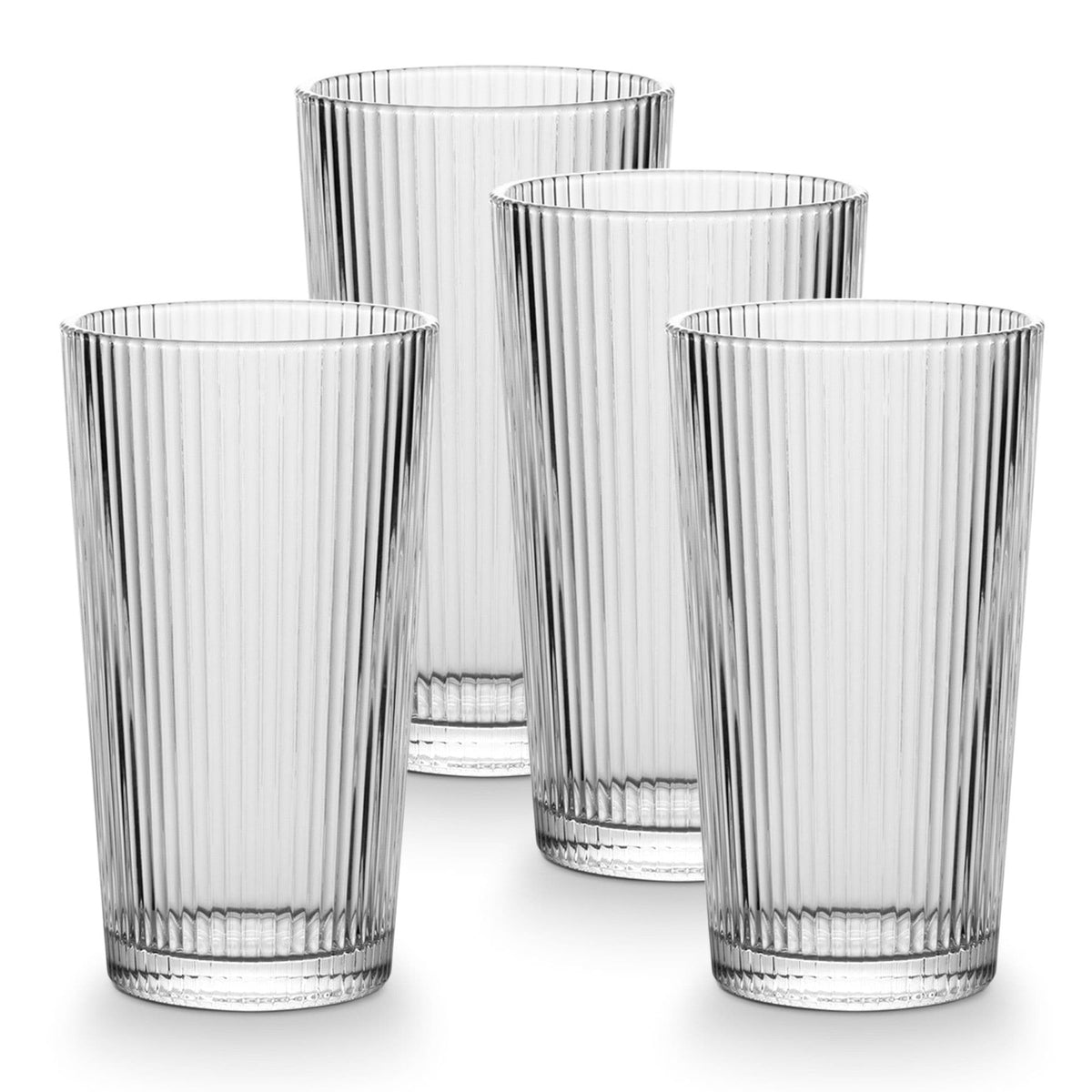 Ribbed High Ball Glass Set, Lead-free, 4-pc R2H4 - product image 3