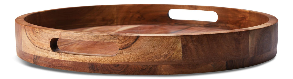 Round Wood Serving Tray with Cut-Out Handles, 16-in A3D3 - product image 1