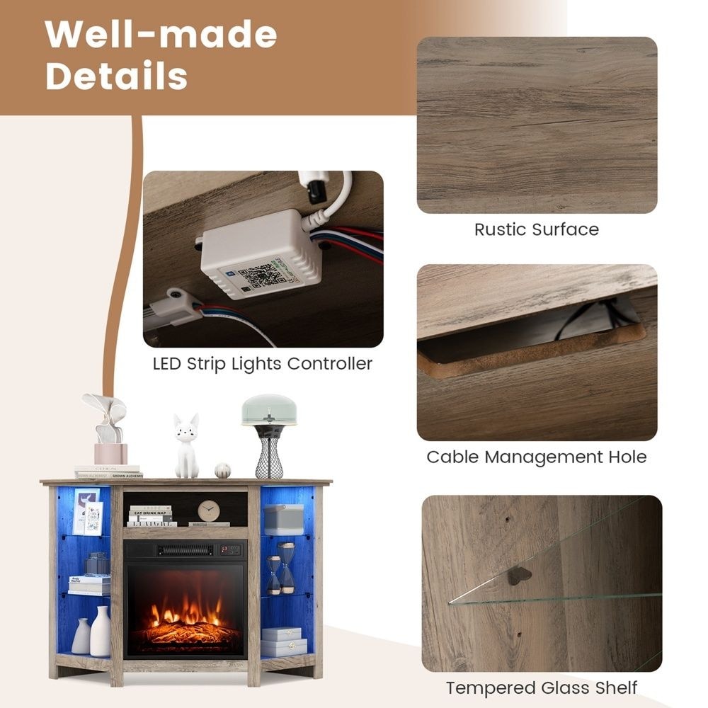Fireplace TV Stand with Led Lights and 18" P2S4 - product image 6