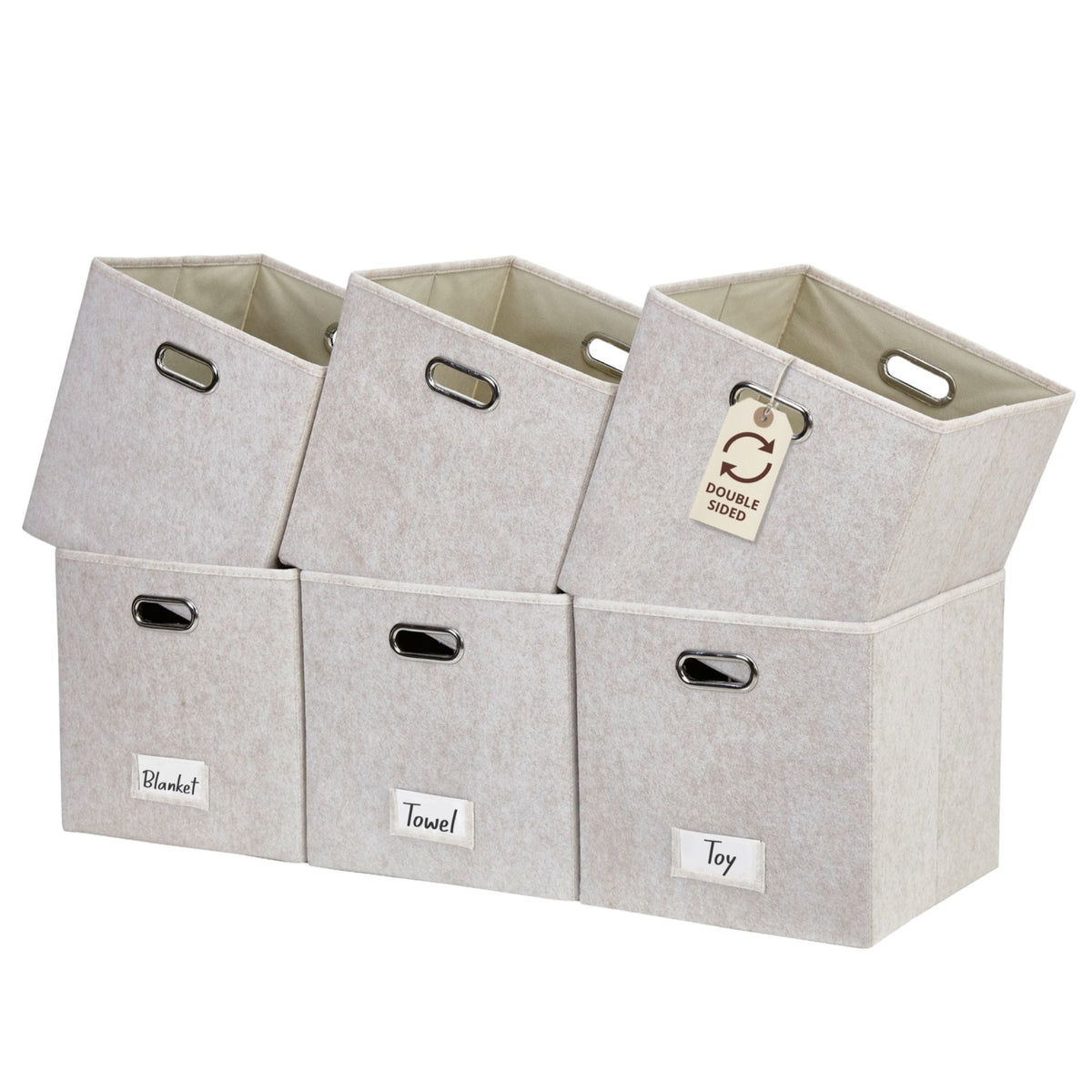 Collapsible Felt Storage Cube, 11-in, 6-pk, Beige C5G8 - product image 1