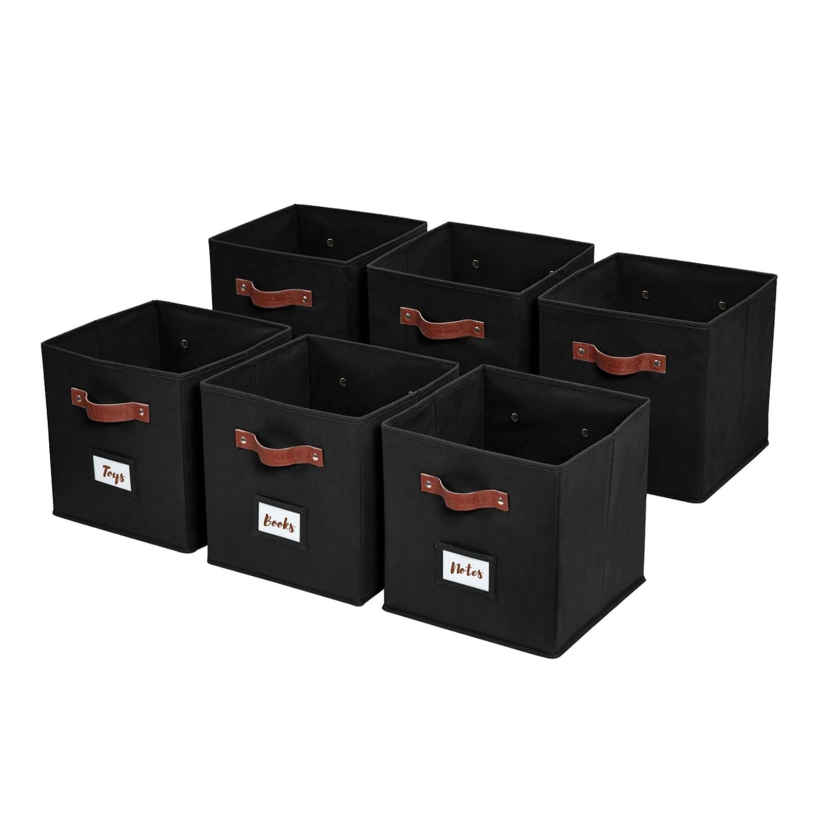 Collapsible Storage Cube with Label, 11-in, 6-pk, Black A9I9 - product image 1