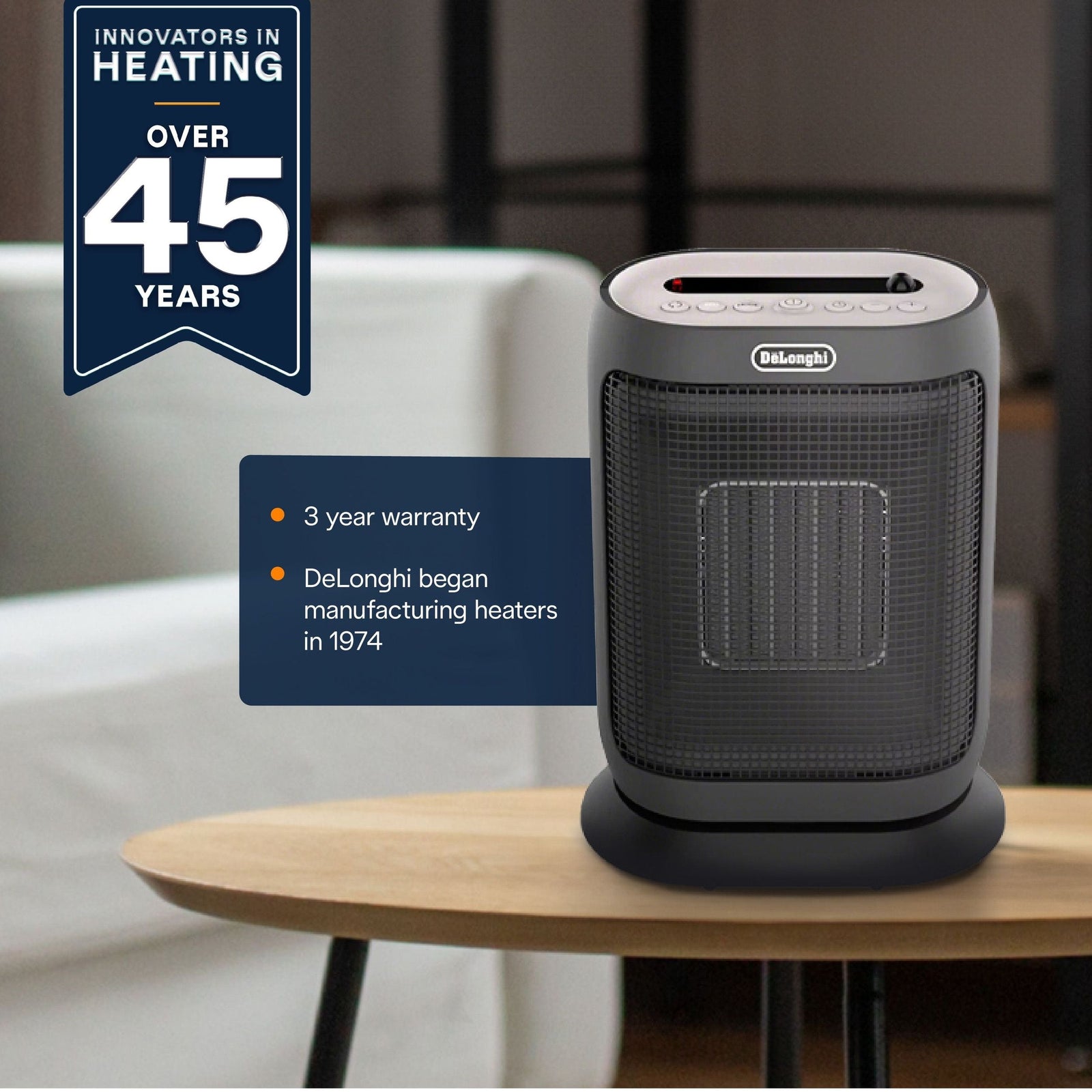 HFX42T15GI Oscillating Compact Ceramic Space Heater, 1500W, Grey W0C4 - product image 2