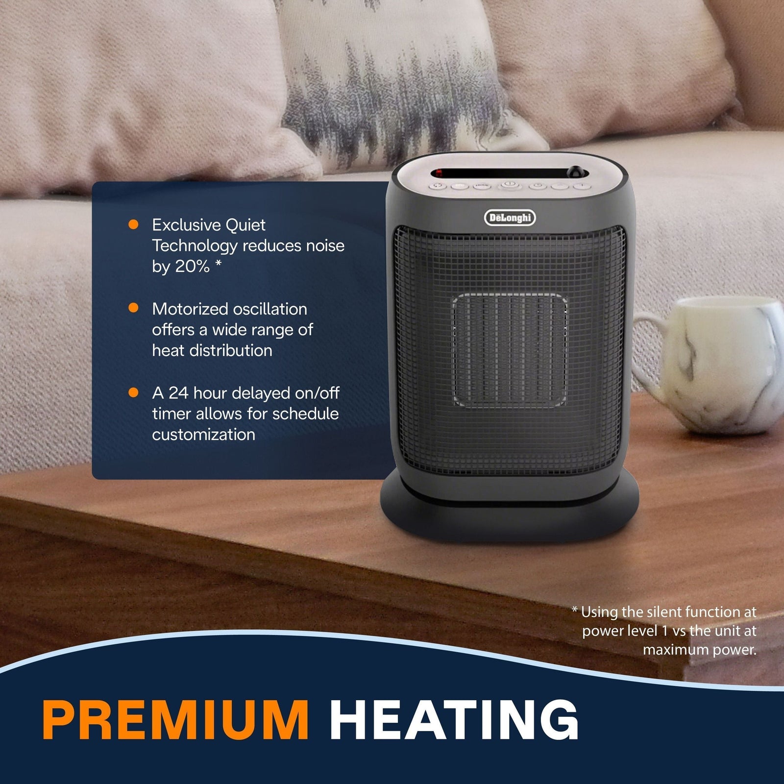 HFX42T15GI Oscillating Compact Ceramic Space Heater, 1500W, Grey W0C4 - product image 4
