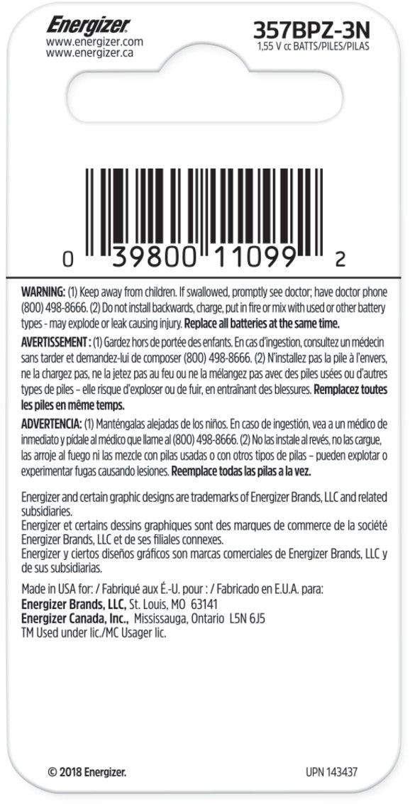 Silver Oxide 3-pk 357 LR44 AG13 303 A76 1.5V / 1.5 Volt Button Coin Cell Batteries F7O1 - product image 2