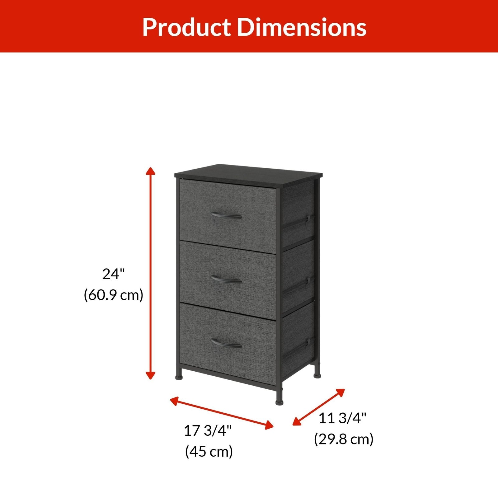 Fabric 3-Drawer Storage Organizer, Grey R9B8 - product image 1