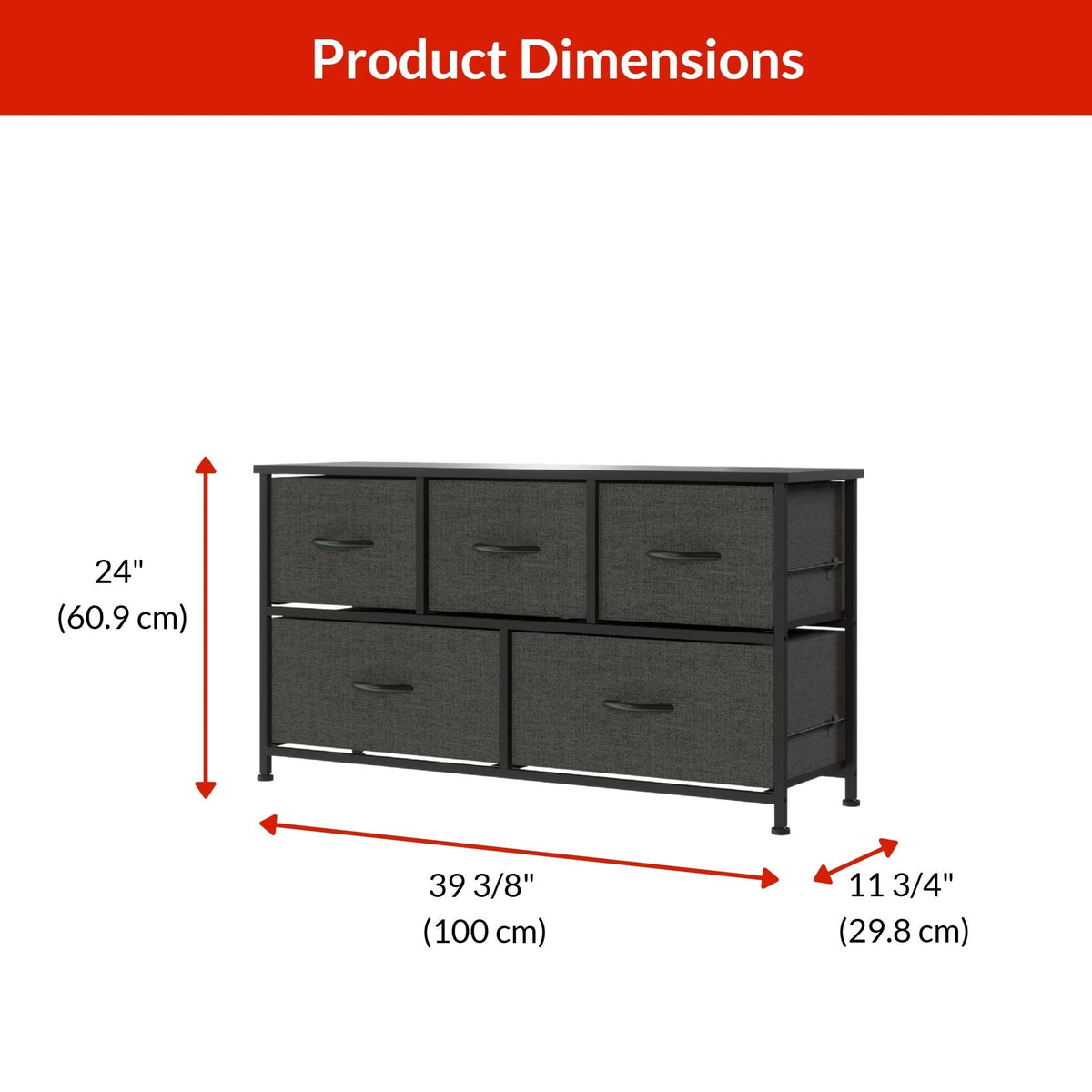 Fabric 5-Drawer Storage Organizer, Grey C7S9 - product image 1