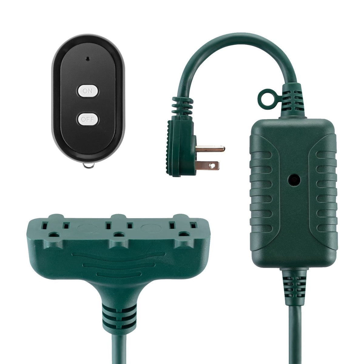 Electric 50-ft 14/3 Outdoor Power Cord with Wireless Remote & 3 Grounded Outlets, Green F5A3 - product image 1