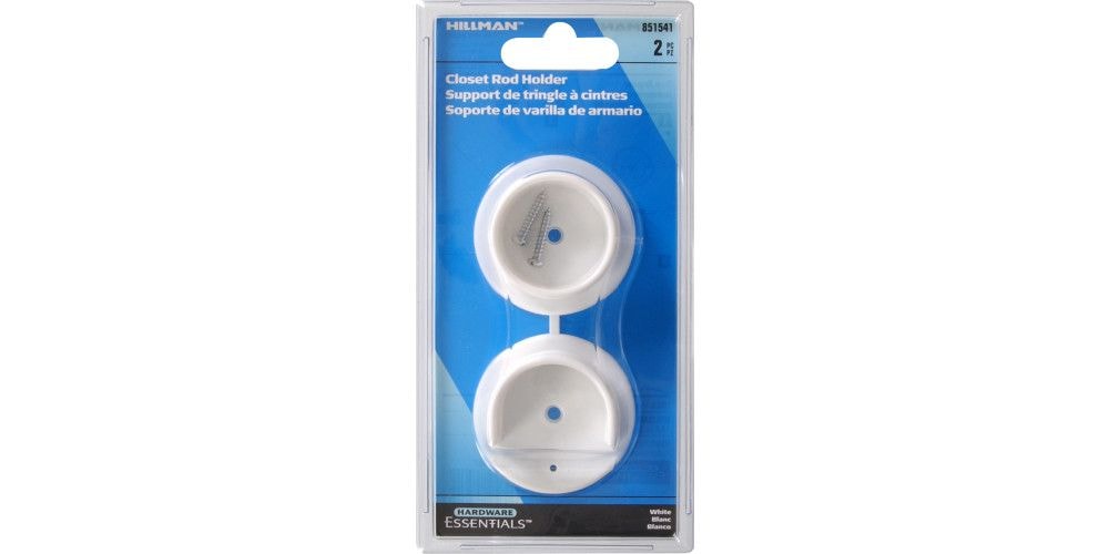 Closet Rod Holder, Mounting Hardware Included, White, 2-pc V1E5 - product image 1