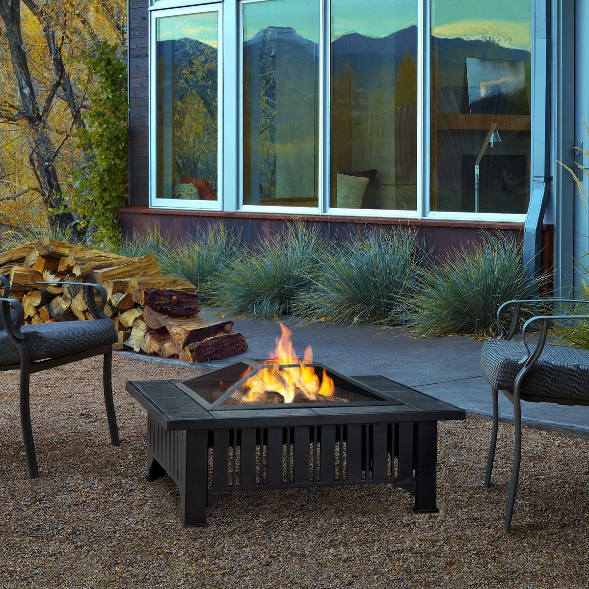 Square Wood Burning Fire Pit in Black, 34-in Z8V3 - product image 6