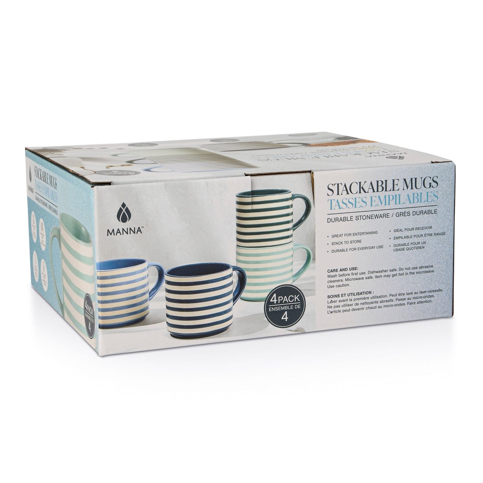 Blue Strip Stackable Mugs, Assorted Colours, 4-pk G6Z7 - product image 3