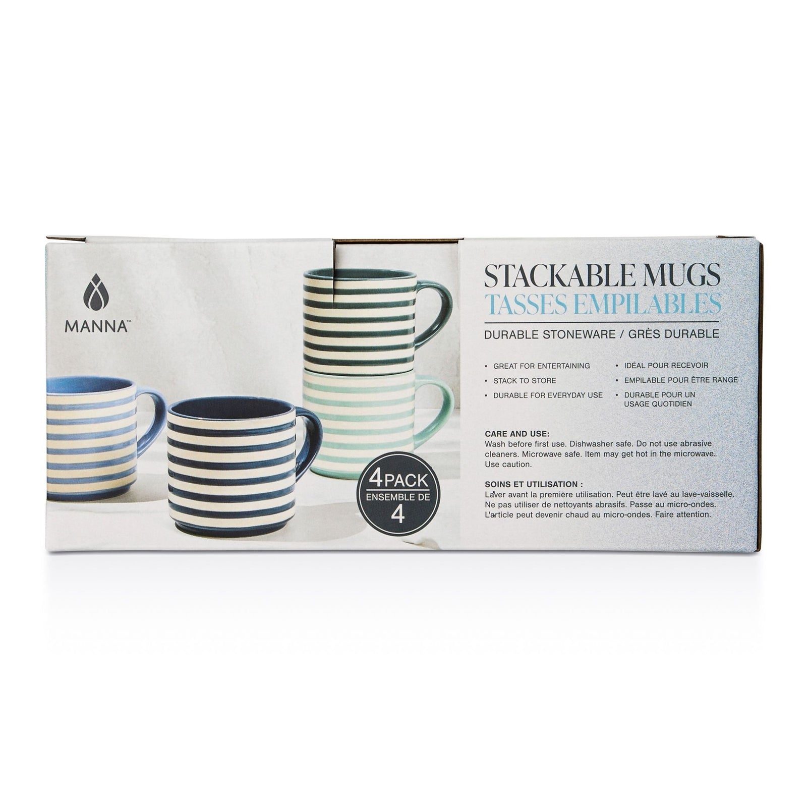 Blue Strip Stackable Mugs, Assorted Colours, 4-pk G6Z7 - product image 4