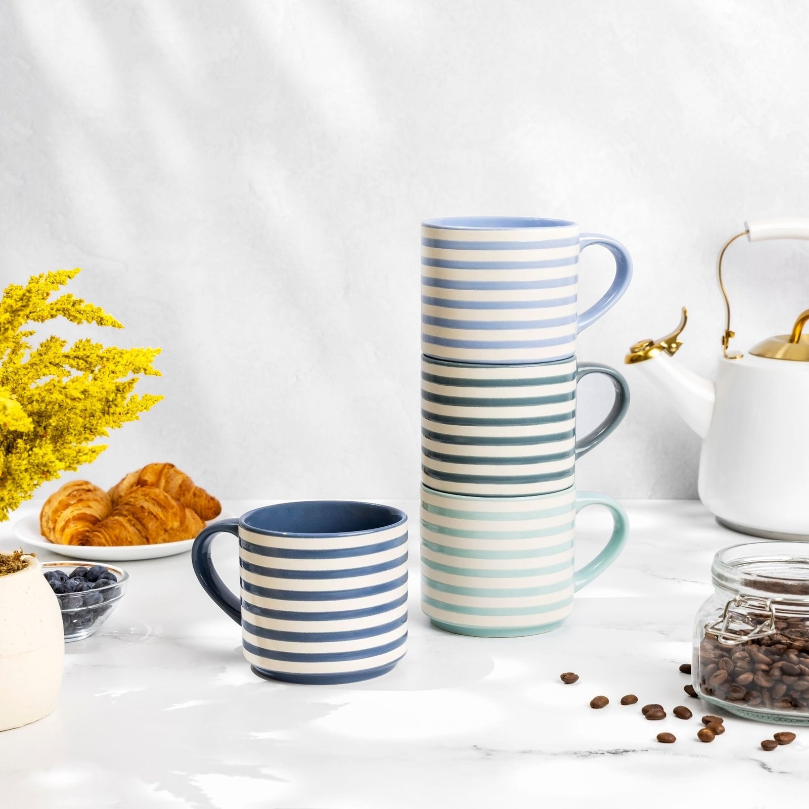 Blue Strip Stackable Mugs, Assorted Colours, 4-pk G6Z7 - product image 6