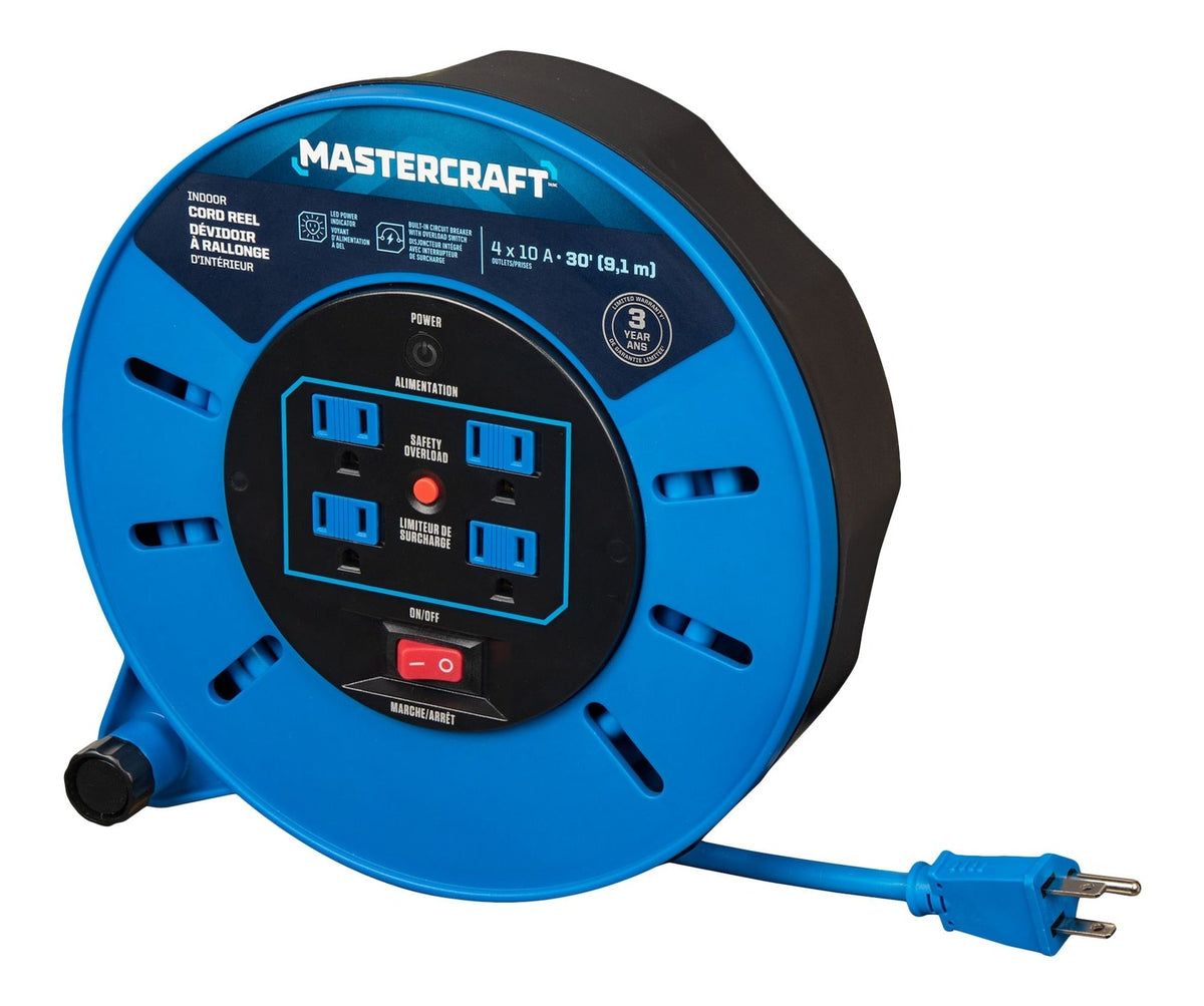 30-ft 10A Retractable Extension Cord Reel X7W3 - product image 1