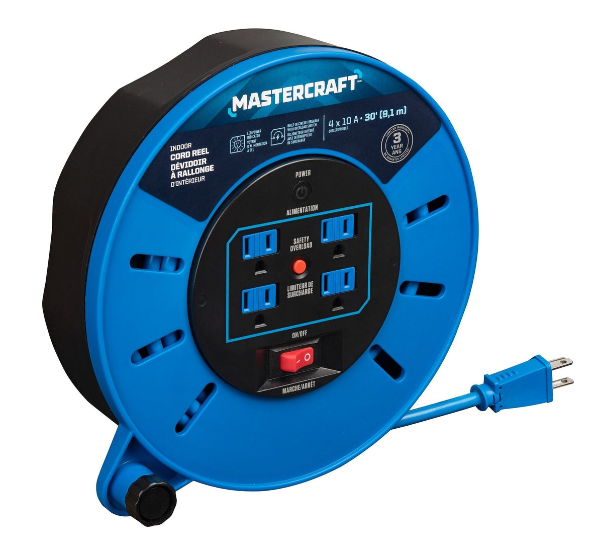 30-ft 10A Retractable Extension Cord Reel X7W3 - product image 3