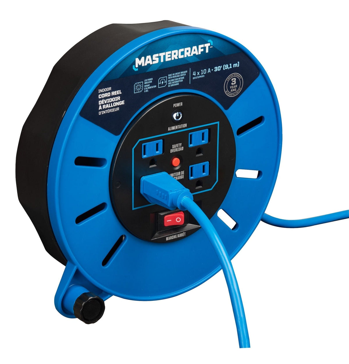 30-ft 10A Retractable Extension Cord Reel X7W3 - product image 4