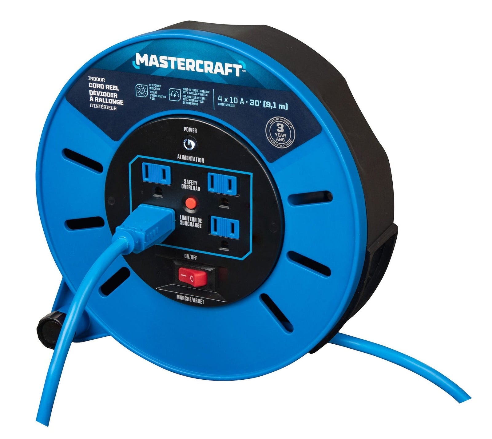 30-ft 10A Retractable Extension Cord Reel X7W3 - product image 5