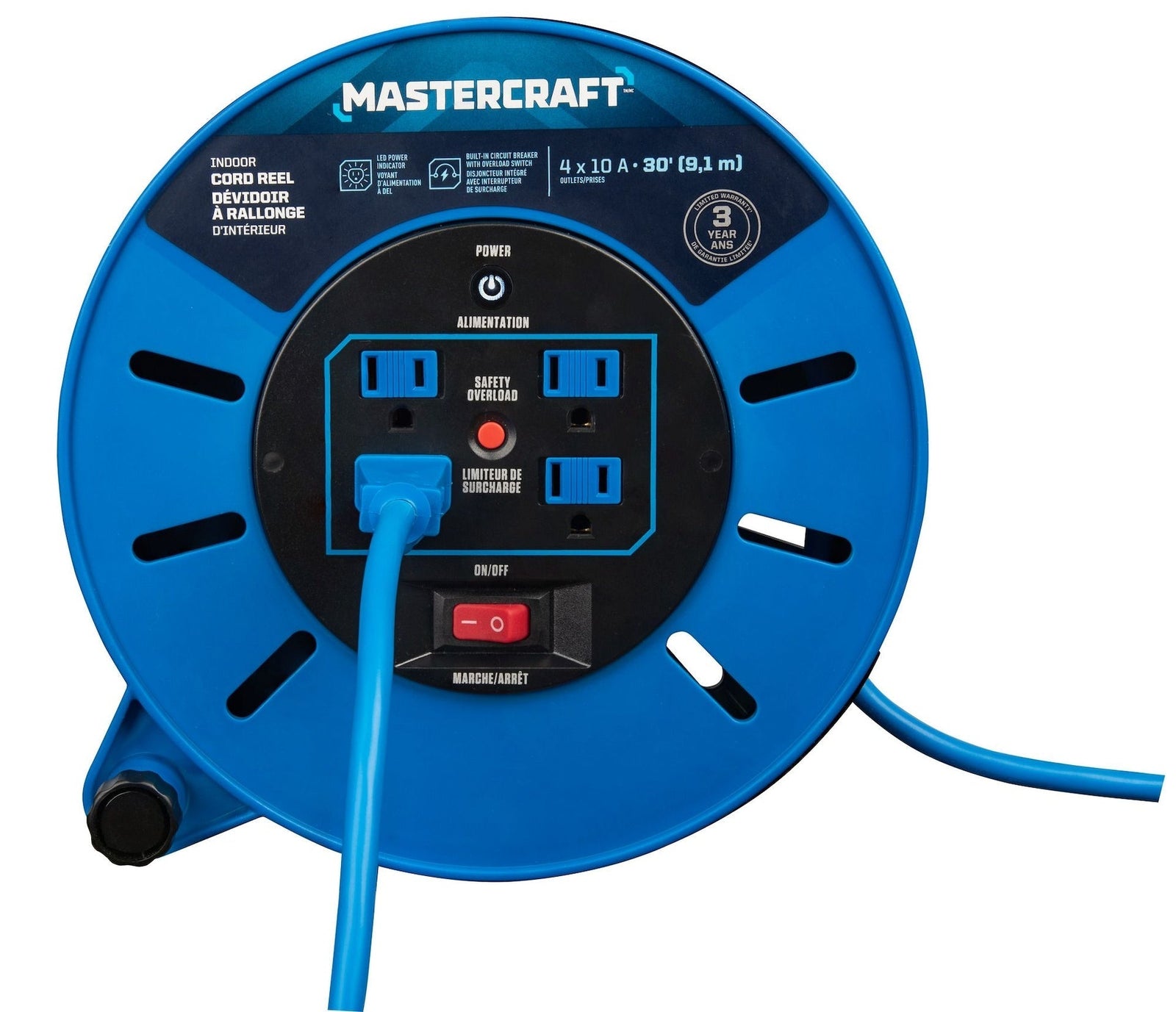30-ft 10A Retractable Extension Cord Reel X7W3 - product image 6