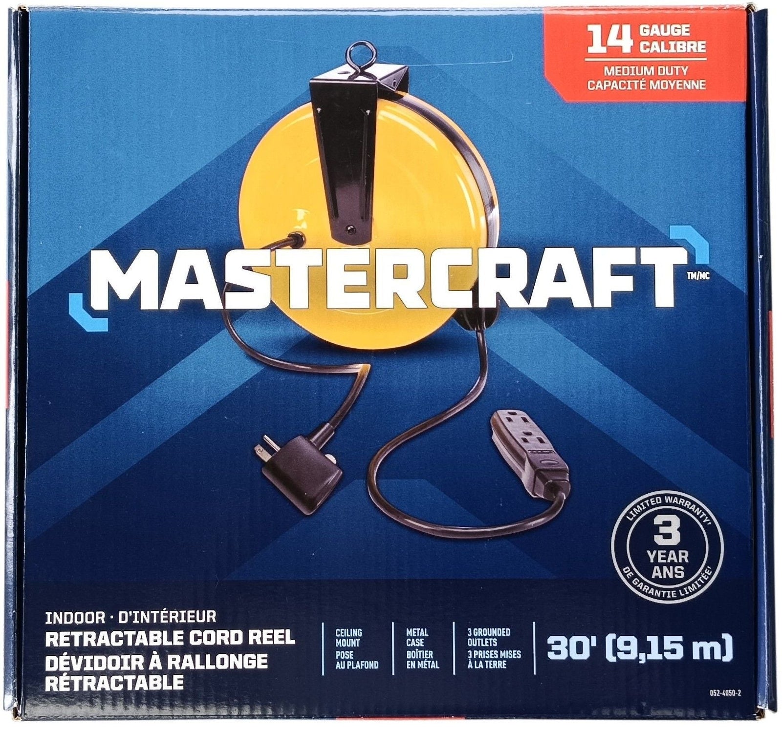 30-ft 16/3 Retractactabe Extension Cord Reel with 3 Grounded Outlets E5K0 - product image 2