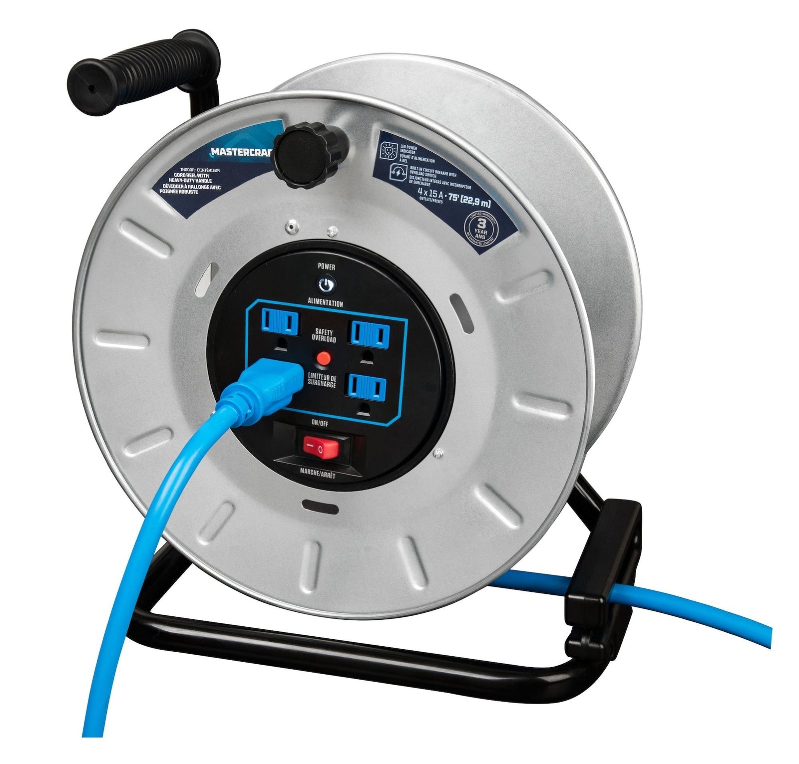 75-ft 15A Retractable Extension Cord Reel B9F5 - product image 5