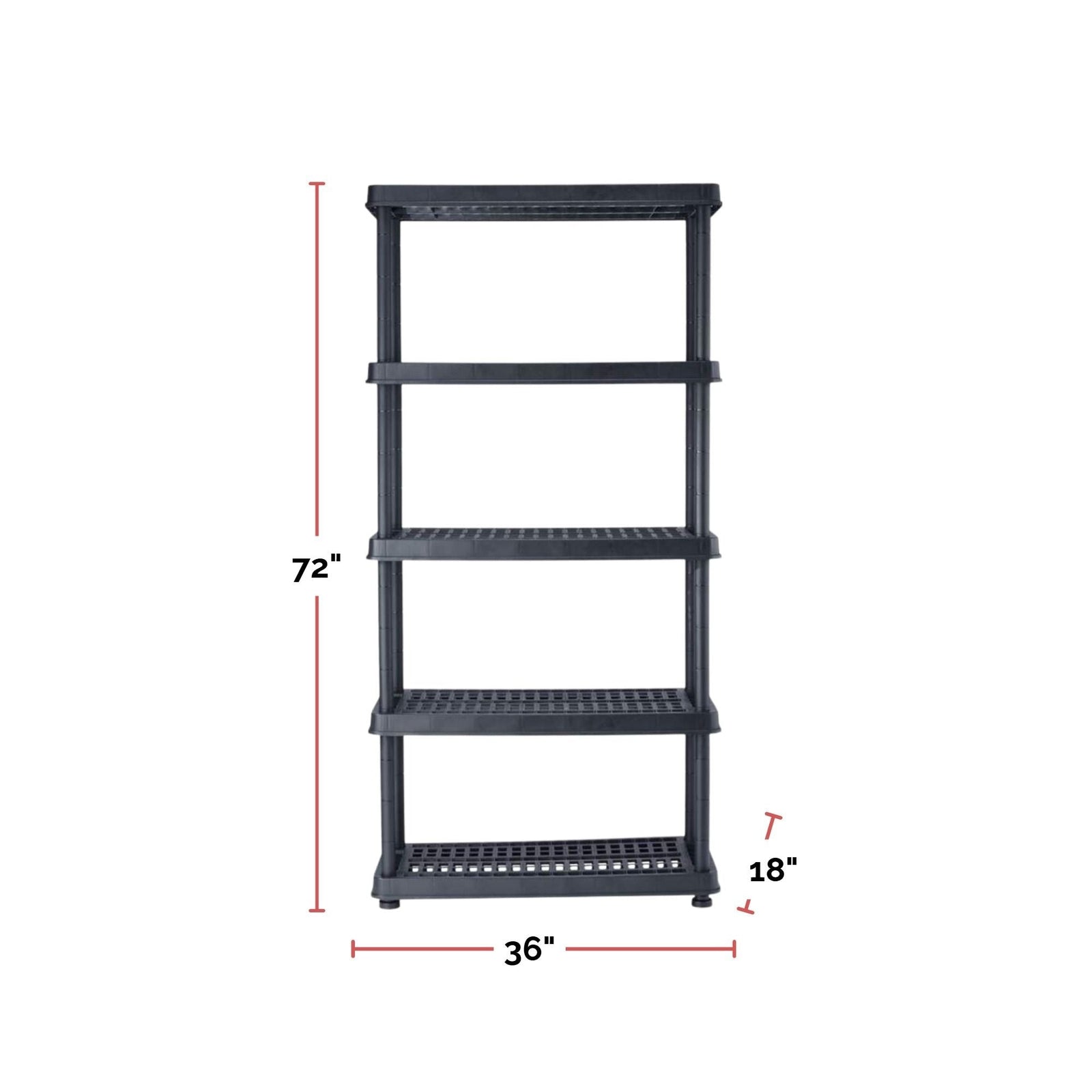 Adjustable 5-Shelf Resin/Plastic Storage Rack/Shelving Unit, 36 x 18 x 72-in B3Y4 - product image 8