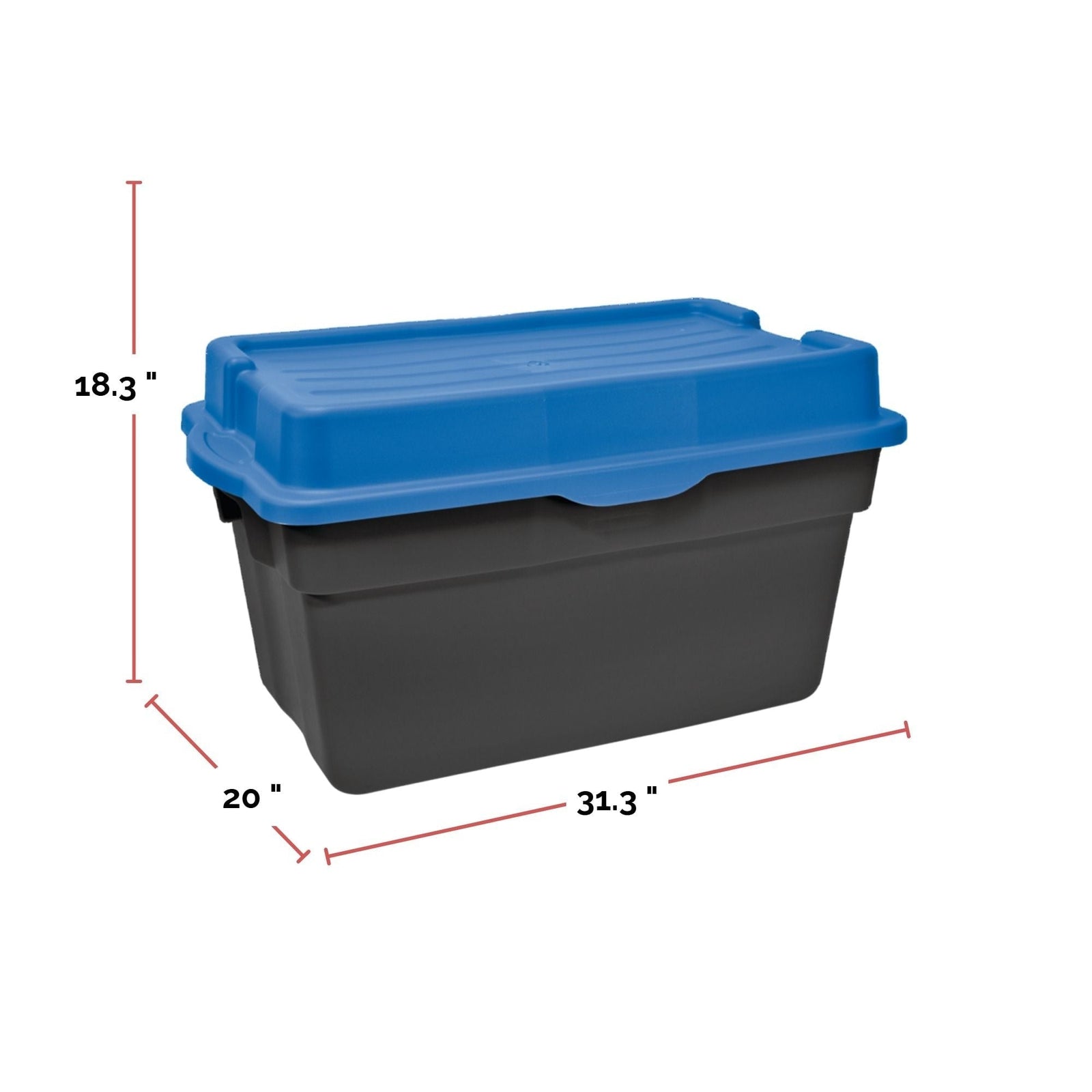 Heavy Duty Stackable Storage Box with Hinged Lid, 132-L, Black/Blue J1Z7 - product image 2