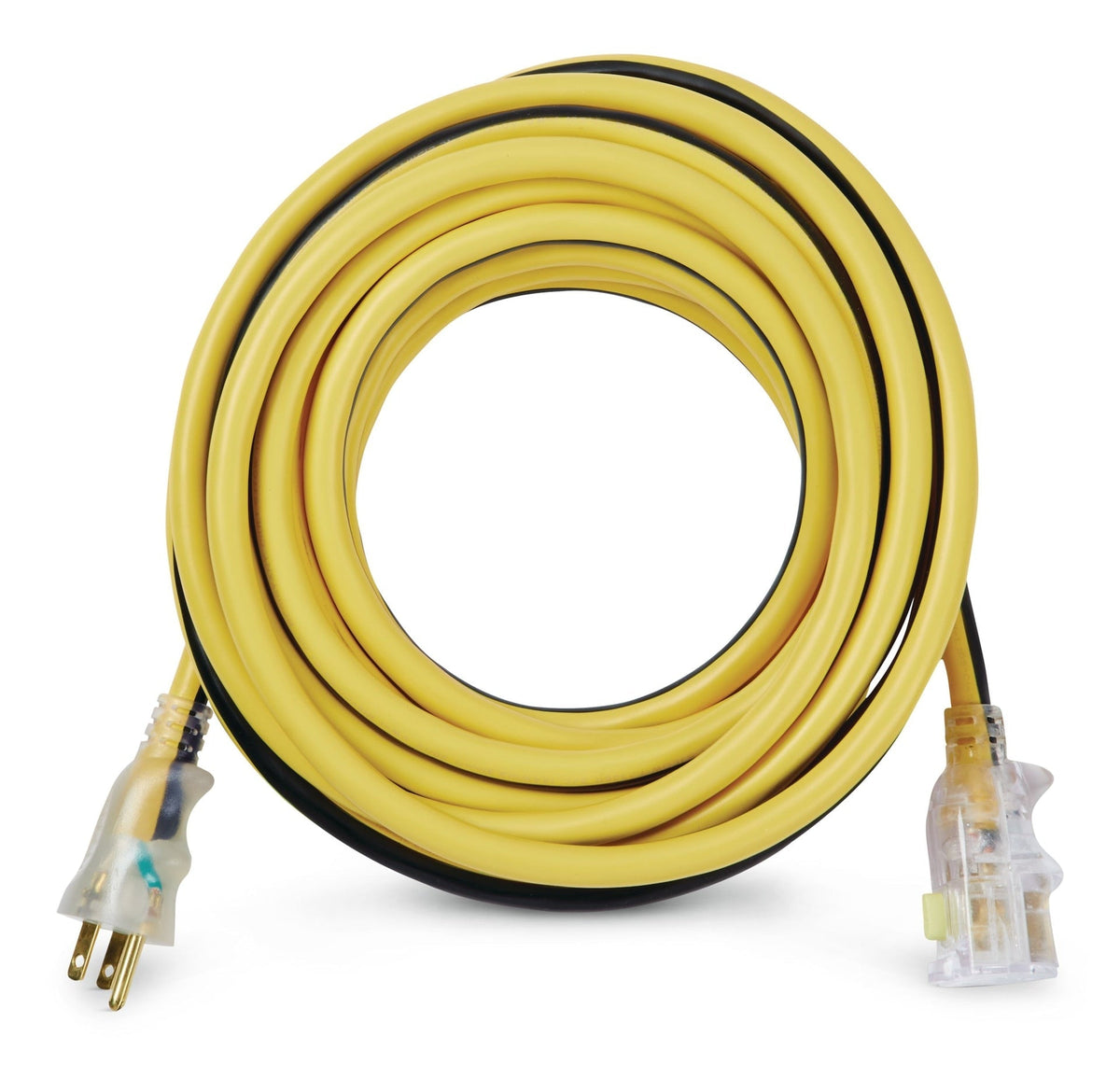 25-ft 12/3 Outdoor Extension Cord with Grounded Outlet, Lighted End and Locking Connector, Yellow/Black X4S1 - product image 1