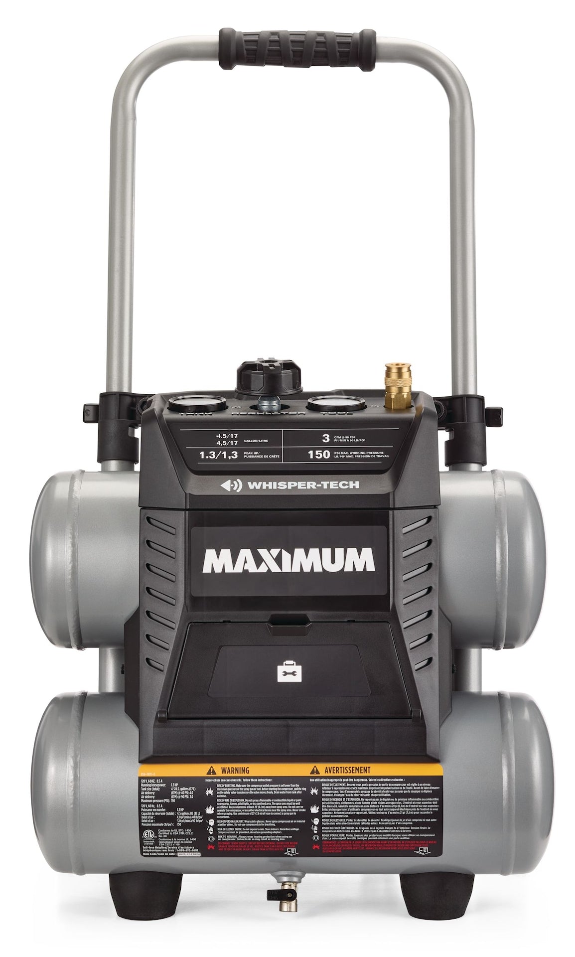 4.5-Gallon Quiet Air Compressor, 150 PSI, 1.3 HP B4G5 - product image 2