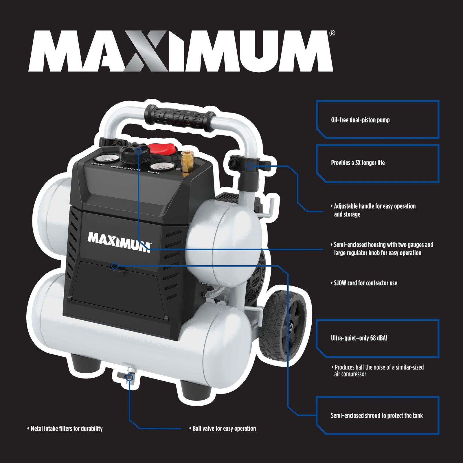 4.5-Gallon Quiet Air Compressor, 150 PSI, 1.3 HP B4G5 - product image 5
