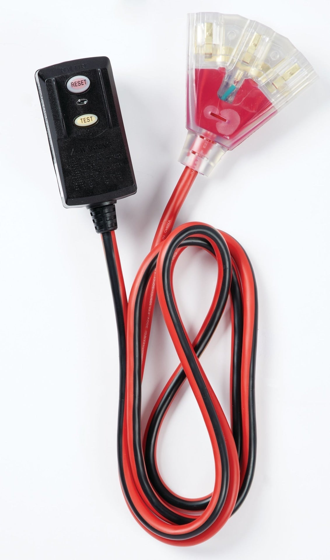 6-ft 14/3 Outdoor GFCI Extension Cord with 3 Grounded Outlets, Lighted End, Block/Red H5B0 - product image 2