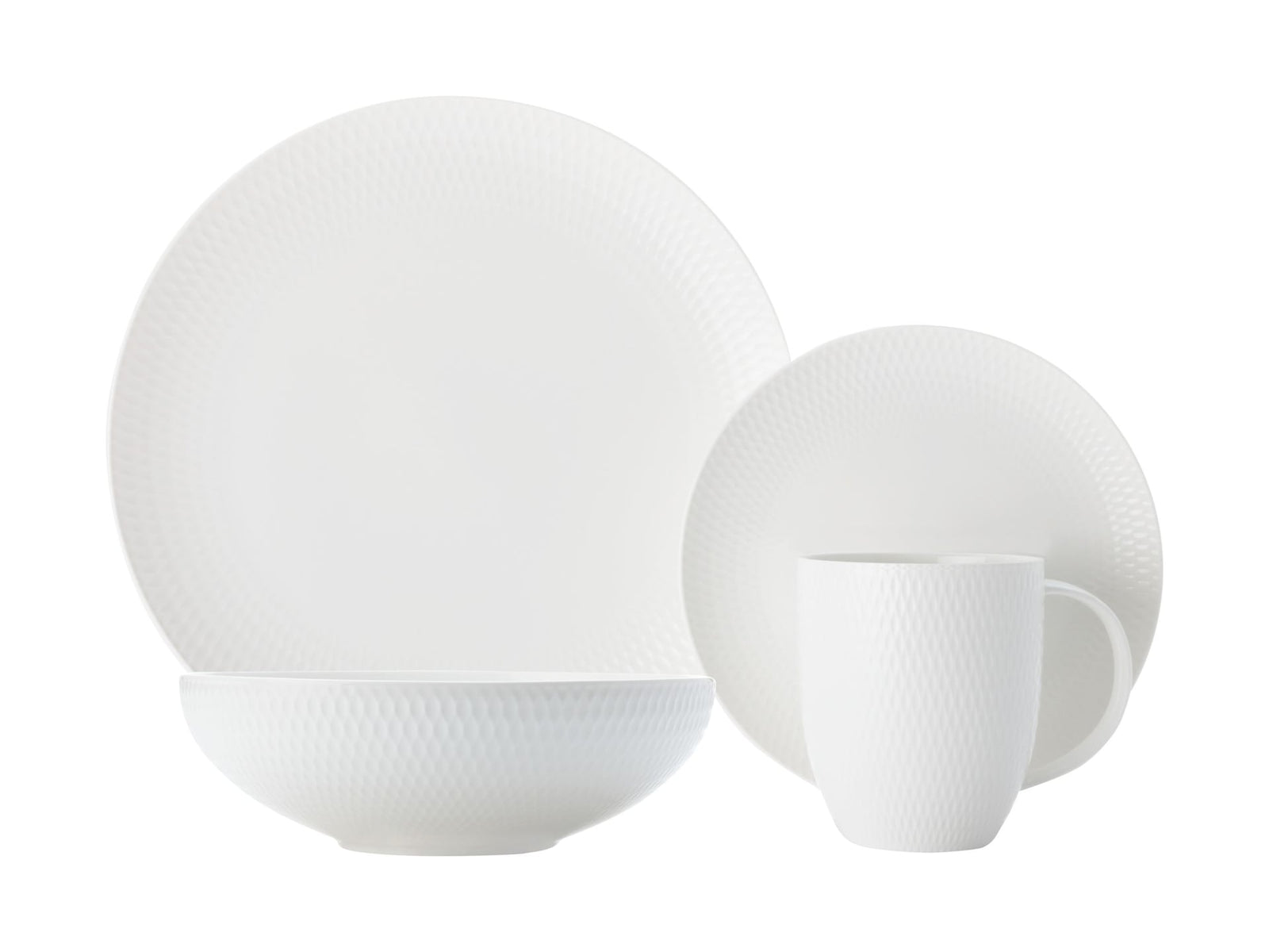 & Williams Round Diamond Porcelain Dinnerware Set, Serves 4, 16-pc, White J8C8 - product image 1