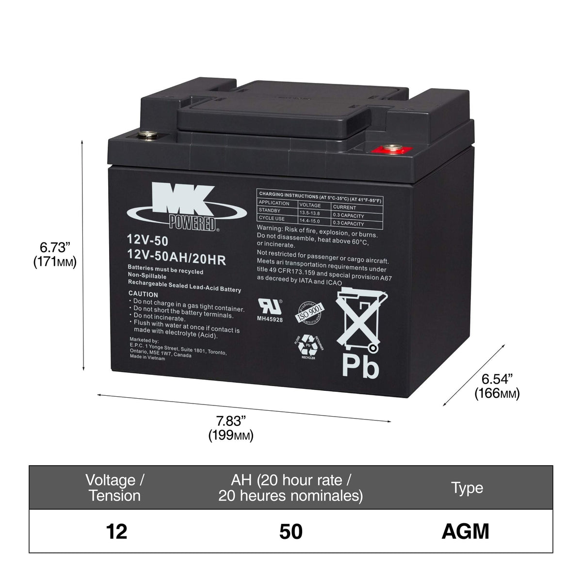 Battery 12-Volt 50 Ah SLA Battery C6U1 - product image 1