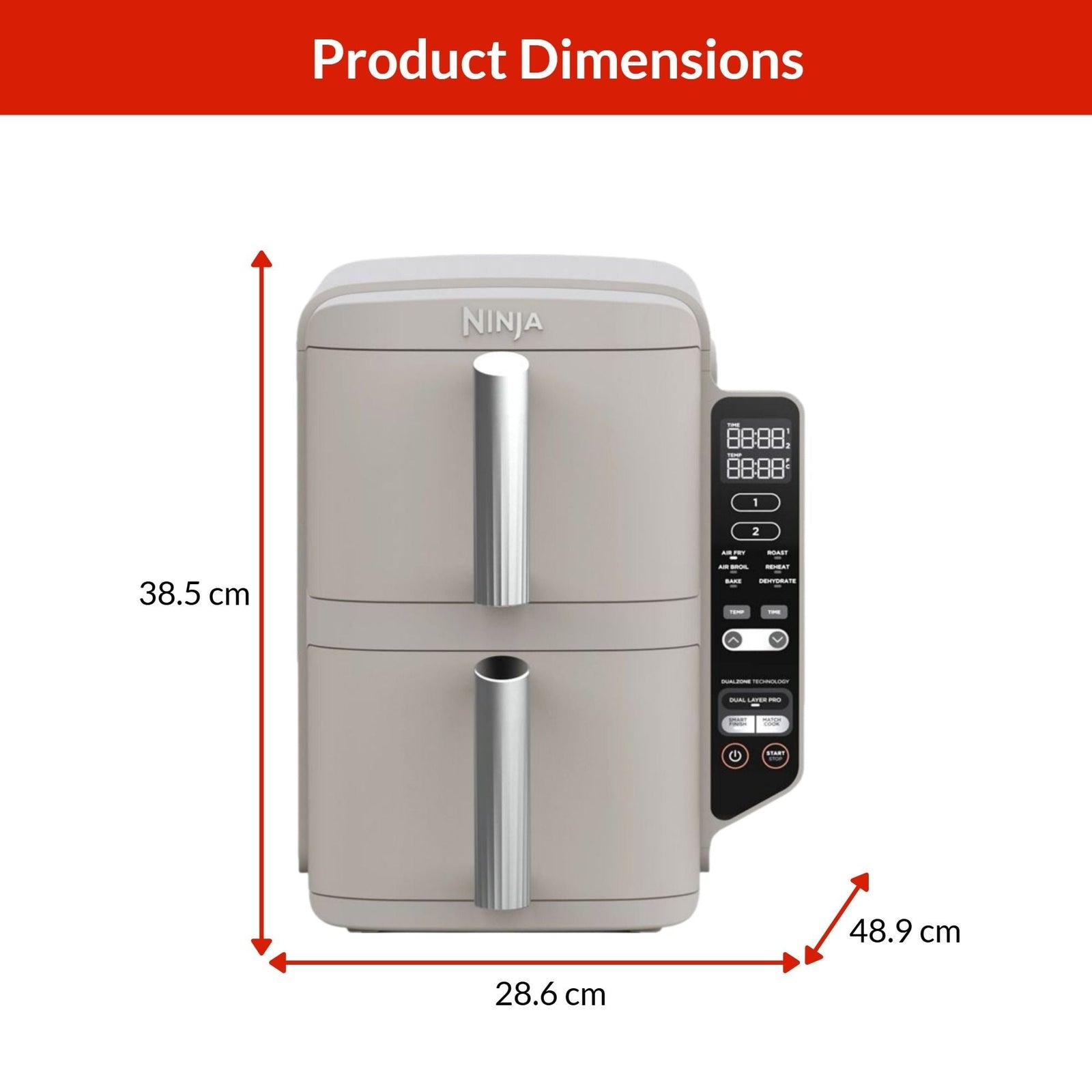 Dual Stacked Space-Saving Air Fryer, Sandstone P7B6 - product image 2