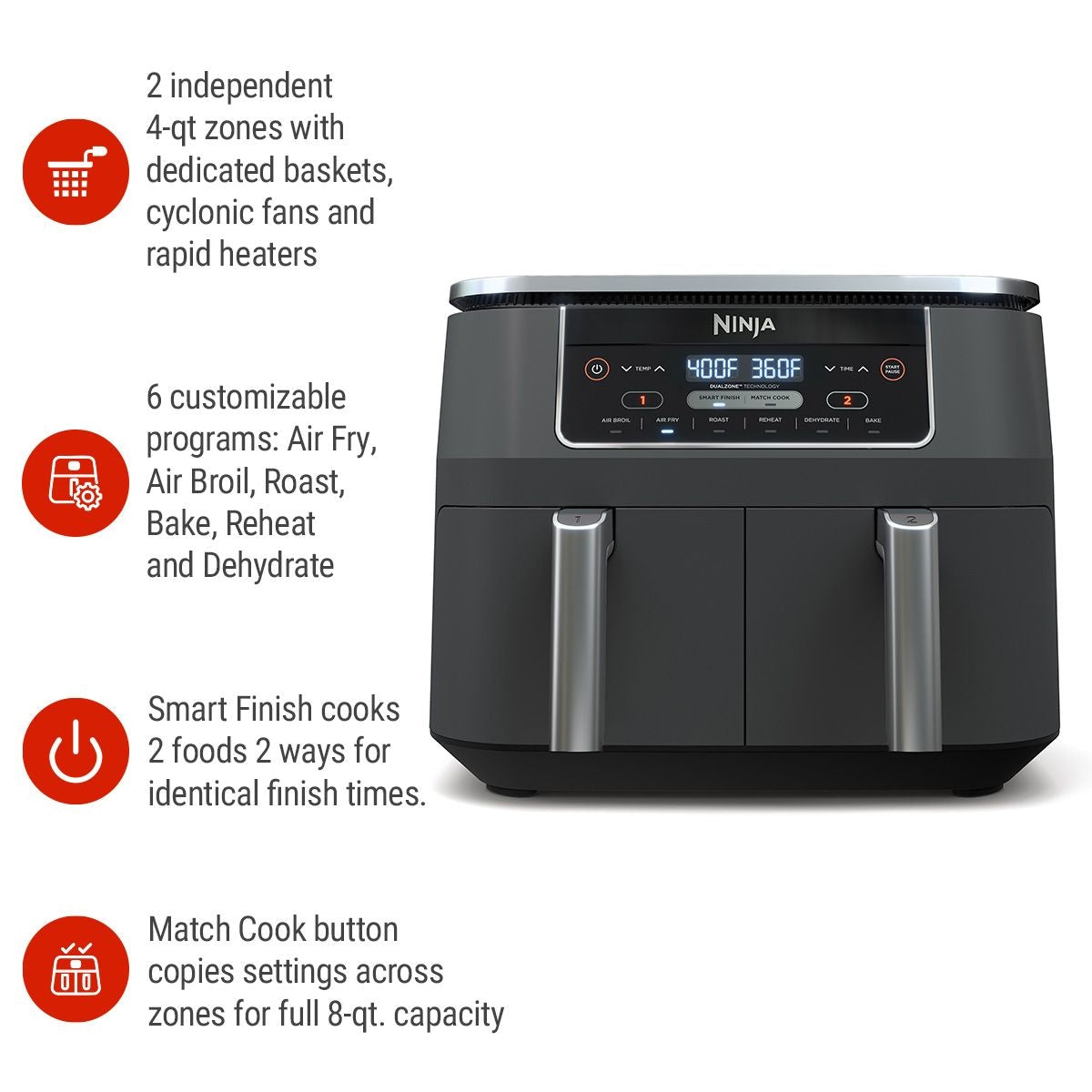 Foodi 2-Basket Air Fryer with 6 Cooking Functions, 8 Qt Q6M7 - product image 5