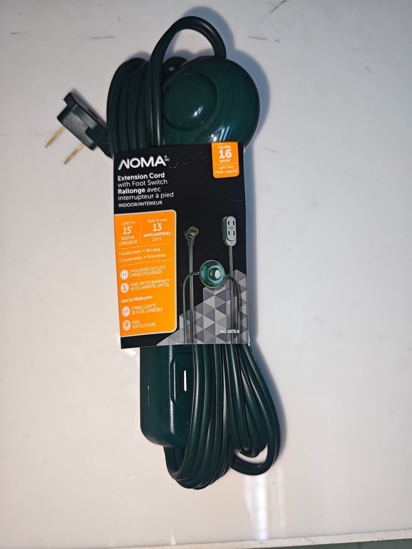 14-ft 7-in 16/2 Indoor Extension Cord, ON/OFF Foot Switch, Green I1O0 - product image 1