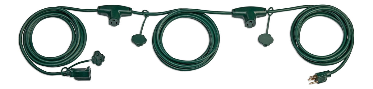 25-ft Outdoor Extension Cord, 3 Outlets, Safety Cover, Green Q2O1 - product image 1