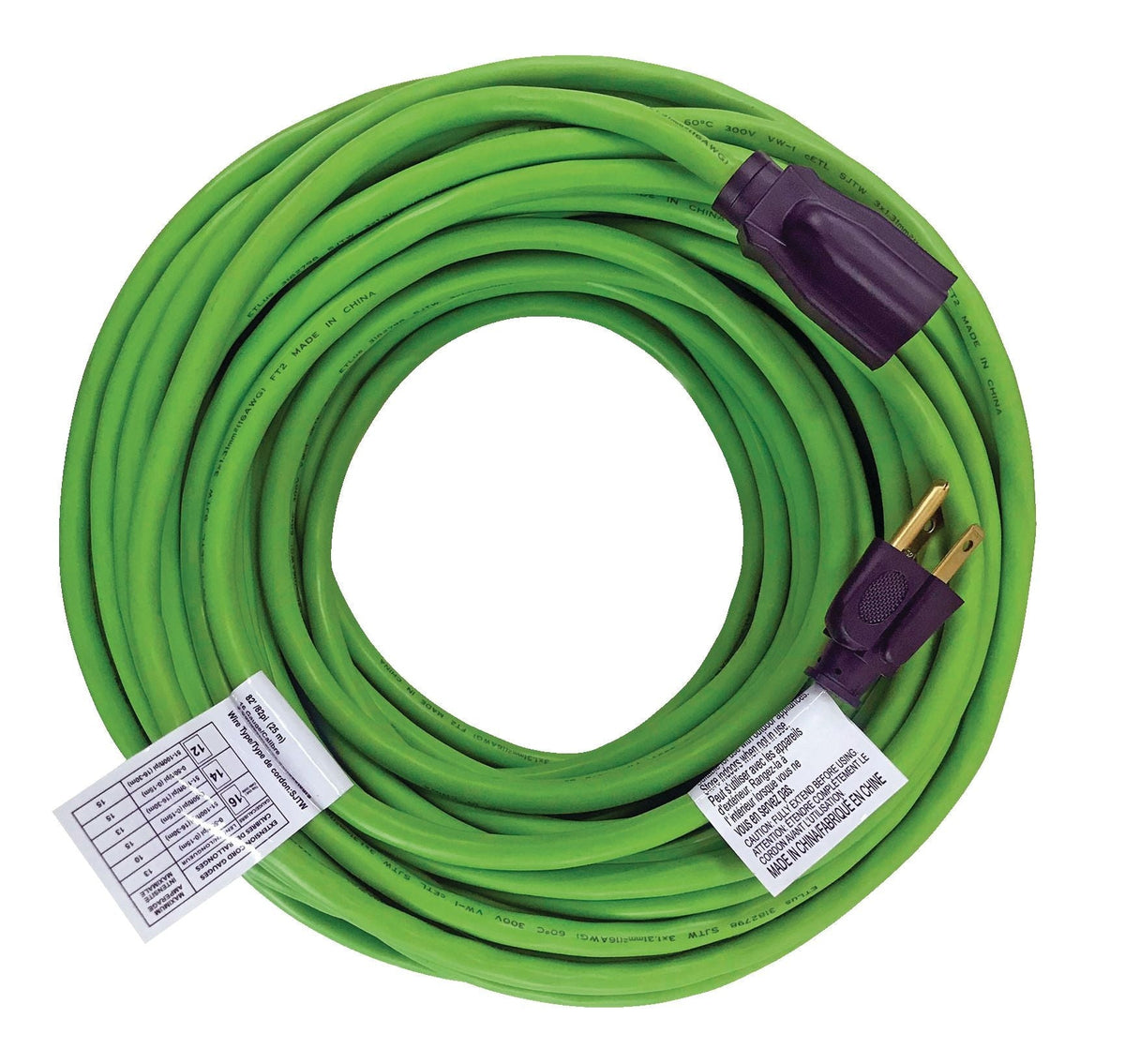 82-ft 16/3 Outdoor Extension Cord with Grounded Outlet, Lime Green T9O0 - product image 2
