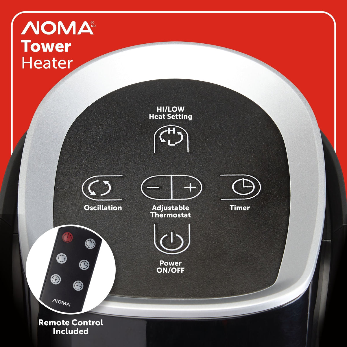 Oscillating Tower Ceramic Heater withRemote Control & Thermostat, 1500W, Black, 30-in O9Y1 - product image 4